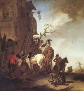 WOUWERMAN, Philips Hunters and Horsemen by the Roadside (mk05) France oil painting art